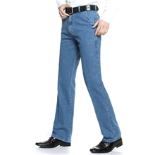 冬男士长裤商务休闲男装男式牛仔裤蓝色直筒肥佬加肥加大码牛仔裤