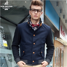 皇英格2013冬季新款男装呢外套韩版男士休闲立领夹克潮男外套