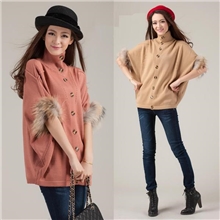 哥弟濮院毛衣开衫鸵鸟毛蝙蝠袖宽松大码羊绒外套厂家直销