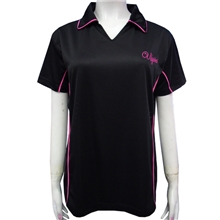 女士黑色透气翻领衫女士吸湿排汗翻领衫定做