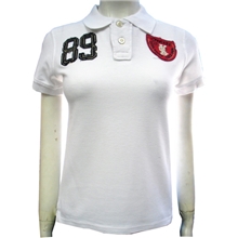 女士白色t恤翻领衫女士珠地网眼布翻领衫女士袖章翻领衫