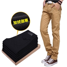 冬季新款全棉加绒加厚休闲裤男韩版小直筒修身保暖裤防寒冻806