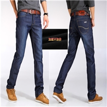 男士牛仔裤冬季加绒裤牛仔裤加厚男裤修身直筒牛仔裤男裤子