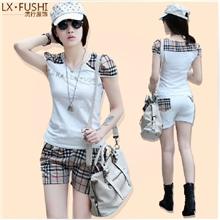 2013夏季修身短袖短裤时尚韩版女士运动休闲套装新款女装