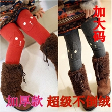 女童打底裤2013秋冬女童装新款童装加厚加绒小熊补丁打底裤子