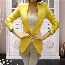 2013秋季新款韩版百搭修身糖果色一粒扣中长款小西装长袖外套女