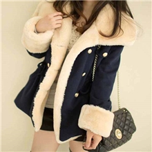 2013秋冬装新款韩版纯色修身双排扣大翻领加厚保暖毛呢大衣外套女