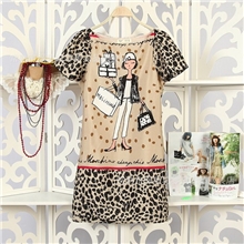 厂家2013新款欧美范冰冰明星同款购物卡通人物豹纹连衣裙女装