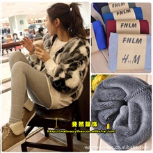 秋冬季韩版女装女士HM加绒打底裤女式加厚保暖不倒绒九分裤批发