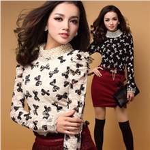 2013女式秋冬装新款修身印花打底衫加绒长袖t恤厂家直销