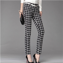 2013秋季女裤黑白格子长裤女式显瘦休闲裤厂家直销