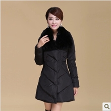 2013防寒女装正品大毛领羽绒棉服中长款羽绒棉外套网络促销款