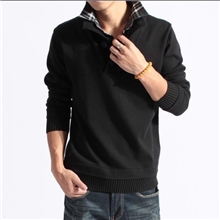 2013男装秋款男针织衫假两件韩版男士毛衣衬衫领修身线衫