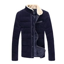 新款男士立领灯芯绒棉衣男式羊毛领棉服男装外套批发厂家货源代理
