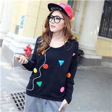 韩国女装时尚宽松外贸女式大码卫衣蝙蝠袖中长款涂鸦卫衣4188