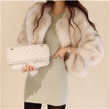 秋冬新款partysu奢华灰白狐狸毛毛绒绒仿皮草七分袖外套6817