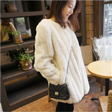 13秋冬新款甜美韩版剪沟工艺竖条长款仿皮草外套大衣3270#