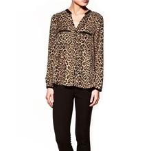 B012CBRL厂家直销欧美时尚豹纹V领OL长袖衬衫衬衣女