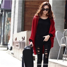 韩国春装正品女装中长款针织开衫披肩蝙蝠型大码毛衣外套