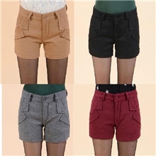 2013韩版秋冬新款修身显瘦百搭加厚女士毛呢短裤呢子靴裤女裤潮