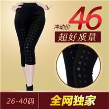 厂家直销春夏韩版时尚修身机绣镂空透视薄纱大码七分打底女裤批发