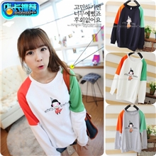 韩版百搭秋冬新款卫衣女式宽松印花圆领加厚加绒外贸卫衣批发703