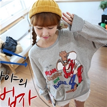 韩国女装秋冬新款卫衣绒衫女式宽松套头圆领加绒女士卫衣批发5140