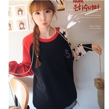 韩国外贸秋冬新款卫衣女式宽松套头圆领加厚加绒女士卫衣批发5024