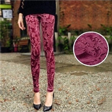 1111秋款韩版复古金丝绒韩国绒压花小脚打底裤女装批发