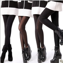 秋冬新款网纱不倒绒假透肉靴裤保暖裤修身显瘦加绒加厚打底裤女
