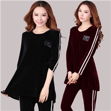 秋装新款大码女装休闲套装加肥加大胖mm显瘦特大号宽松运动两件套