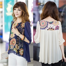 热销夏季新款加大码女装胖MM显瘦印花短袖衬衣宽松碎花胖人T恤