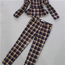 欧美高端品质外贸女装原单尾货批发代理新款毛棉格子上衣裤套装