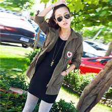 2013秋款新款韩版开衫贴布勋章束腰洗水薄款风衣外套