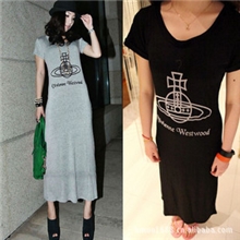 2013新款春夏欧美风土星图案短袖T长裙波西米亚连衣裙网店代理