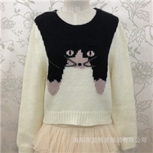 现货13新秋冬女装可爱猫咪短款针织衫毛衣RCKW34T10GKW34T10G