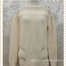 售完DAZZLE地素同款2013秋冬女款桑蚕丝拼毛衣套头衫233E412