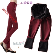 1115秋冬新款显瘦弹力多尺码加绒加厚口袋小脚打底裤铅笔裤女秋