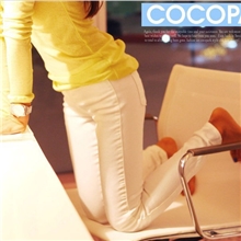 春夏新款韩版中腰修身显瘦包臀白色休闲裤打底裤小脚裤铅笔裤女