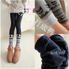 2013新秋冬款女士显瘦韩版脚口小猫印花加绒打底裤