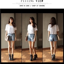 欧美风H亚历山大王V领纯色简约宽松T恤女打底衫莫代尔短袖