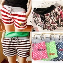 春夏新款女韩版糖果色条纹潮猴运动休闲短裤热裤