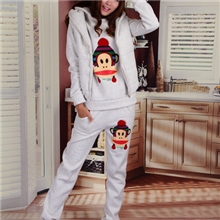 女款秋冬装潮流抓绒加厚运动三件套哈伦裤休闲装（309#）