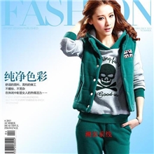 2013秋冬装潮流抓绒加厚运动三件套休闲装哈伦裤（骷髅）