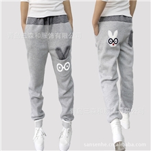 批爆款春夏韩版女街头超范眼睛卡通兔子宽松休闲卫裤运动长哈伦裤