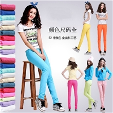 批发2013新款女韩版休闲显瘦弹力小脚牛仔裤糖果色彩色铅笔裤彩裤