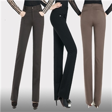 秋冬新款中老年显瘦直筒裤加绒加厚保暖裤高腰弹力女裤休闲长裤