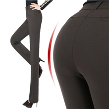 秋冬新款加绒加厚保暖直筒裤高腰弹力显瘦修身中年女装休闲长裤