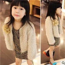 诺诺公主屋高贵气质名媛仿皮草杏色小洋装毛毛外套童装批发