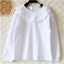 外贸童装韩版春秋款白色荷叶边打底衫t恤长袖Y1